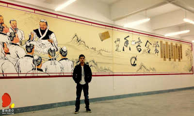 愛心圖書室講學背景壁畫 壁尚靈點的原創(chuàng)藝術(shù)設(shè)計