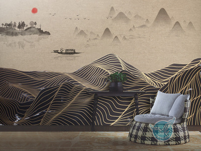 禪意入畫，山水在心 新中式抽象線條背景墻的意境營造